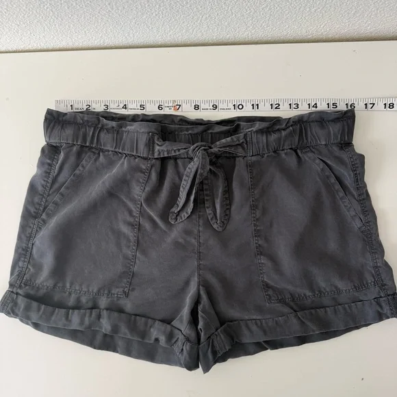 Aerie Gray 100% Lyocell Paperbag Tie Waist Camp-Style Shorts - Size Small - Picture 12 of 14